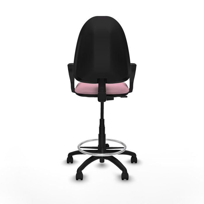 Tabouret Aýna taburete Contact permament de base Tissu Rose Structure polyamide noire Accoudoirs fixes Sans appui-tête Roulettes en nylon 50 mm