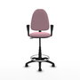 Tabouret Aýna taburete Contact permament de base Tissu Rose Structure polyamide noire Accoudoirs fixes Sans appui-tête Roulettes en nylon 50 mm