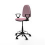 Tabouret Aýna taburete Contact permament de base Tissu Rose Structure polyamide noire Accoudoirs fixes Sans appui-tête Roulettes en nylon 50 mm