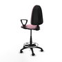 Tabouret Aýna taburete Contact permament de base Tissu Rose Structure polyamide noire Accoudoirs fixes Sans appui-tête Roulettes en nylon 50 mm