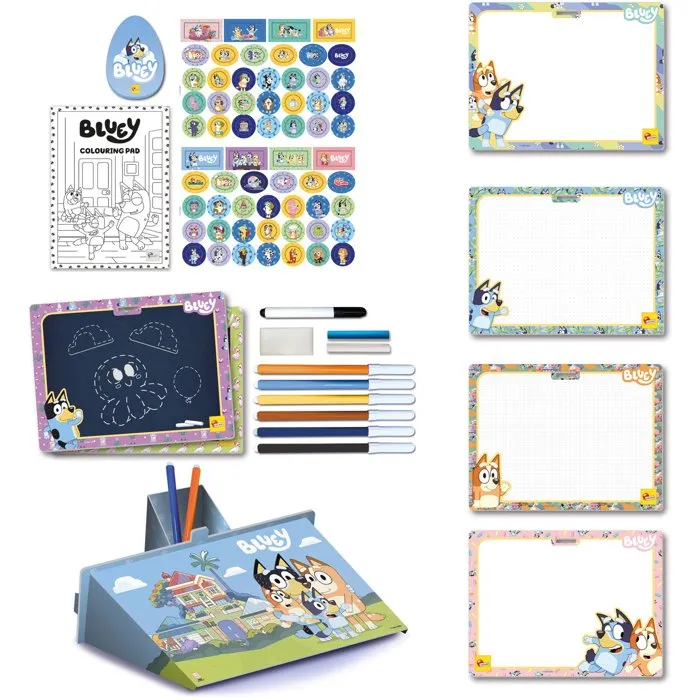 Lisciani Giochi Sac à dos école de dessin et coloriage Bluey avec ardoises