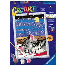 Ravensburger Kit de Peinture par Numéros Creart Série D - Chat Rêveur 12023262, Jeu Créatif pour Enfants dès 7 Ans