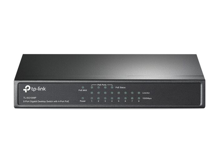 Omada TL-SG1008P - Commutateur Gigabit Desktop 8 Ports avec 4 Ports PoE+ (802.3af), 10/100/1000 Mbps, 16 Gbps, Alimentation 53W, 8K Adresses MAC Omada TL-SG1008P - Commutateur Gigabit Desktop 8 Ports avec 4 Ports PoE+ (802.3af), 10/100/1000 Mbps, 16 Gbps, Alimentation 53W, 8K Adresses MAC