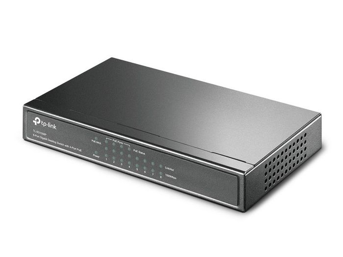 Omada TL-SG1008P - Commutateur Gigabit Desktop 8 Ports avec 4 Ports PoE+ (802.3af), 10/100/1000 Mbps, 16 Gbps, Alimentation 53W, 8K Adresses MAC Omada TL-SG1008P - Commutateur Gigabit Desktop 8 Ports avec 4 Ports PoE+ (802.3af), 10/100/1000 Mbps, 16 Gbps, Alimentation 53W, 8K Adresses MAC