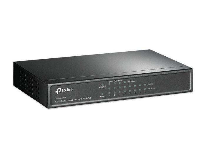 Omada TL-SG1008P - Commutateur Gigabit Desktop 8 Ports avec 4 Ports PoE+ (802.3af), 10/100/1000 Mbps, 16 Gbps, Alimentation 53W, 8K Adresses MAC Omada TL-SG1008P - Commutateur Gigabit Desktop 8 Ports avec 4 Ports PoE+ (802.3af), 10/100/1000 Mbps, 16 Gbps, Alimentation 53W, 8K Adresses MAC