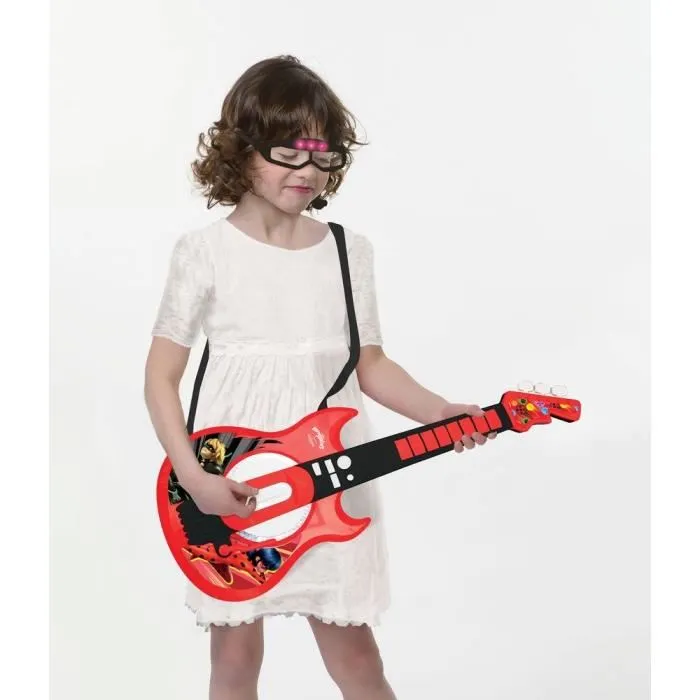 Lexibook Guitare électronique lumineuse Ladybug avec lunettes-micro pour enfants - 2 modes de jeu, effets lumineux et connexion audio aux-in Lexibook Guitare électronique lumineuse Ladybug avec lunettes-micro pour enfants - 2 modes de jeu, effets lumineux et connexion audio aux-in