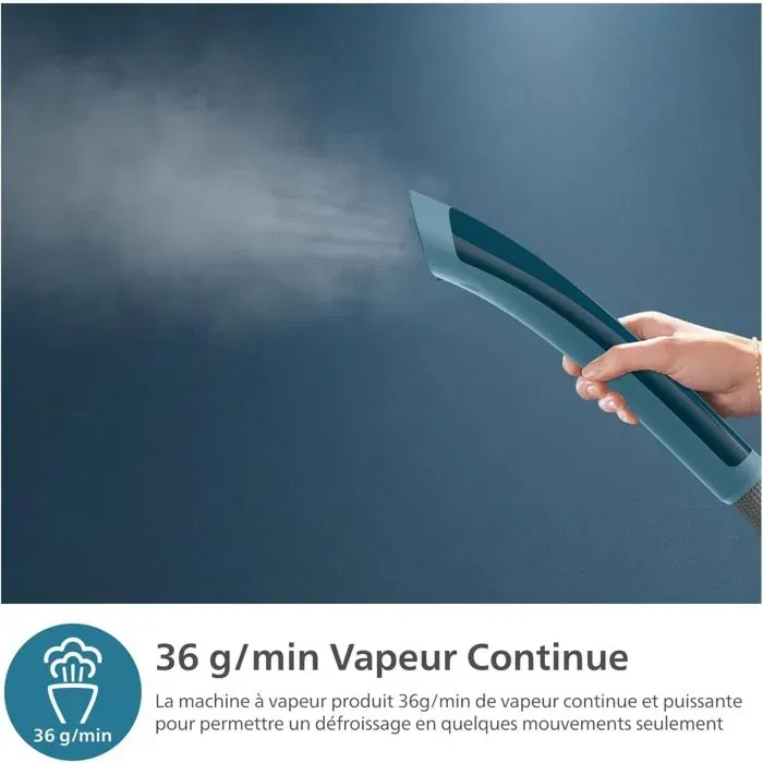 Philips STE1040/20 Défroisseur sur Pieds Série 1000, 1800W, 36 g/min Vapeur Continue, Planche StyleBoard, Réservoir 1.8L Amovible, Chauffage 45s, Bleu