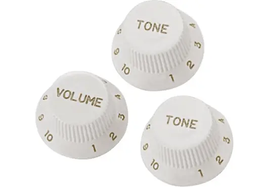 YELLOWPTS Set de boutons pour guitare Stratocaster Volume + 2 Tonalités - Blanc YELLOWPTS Set de boutons pour guitare Stratocaster Volume + 2 Tonalités - Blanc