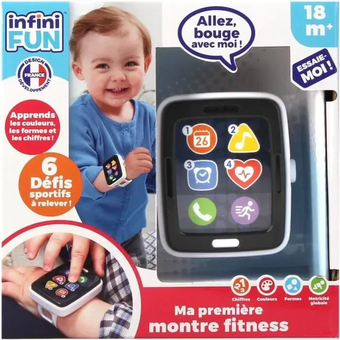 KD - Montre fitness d'imitation pour enfant dès 18 mois - Rose - Jeu de simulation réaliste