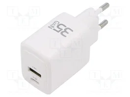 QOLTEC Chargeur USB GaN 35W Blanc