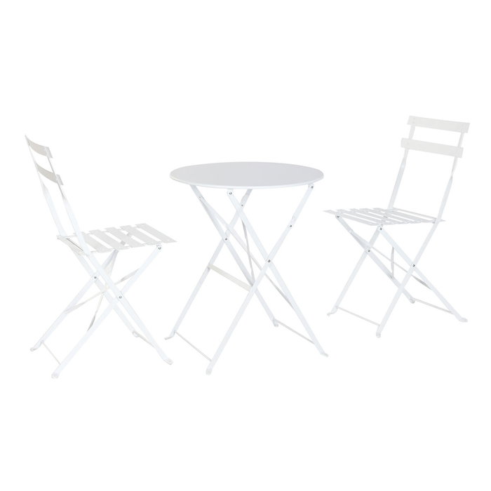 Ensemble Table + 2 Chaises Home ESPRIT Blanc 60 x 60 x 71 cm