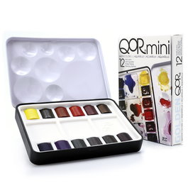 Qor QoR Acuarela Mini 12 Half Pan Setkenalkan Set d'aquarelles avec 12 demi-godets