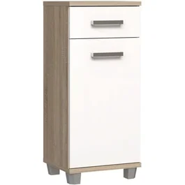 Forte Meuble bas de salle de bain VERIS Blanc et Chêne Sonoma
