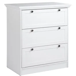 LANDWOOD 3S - Commode 3 tiroirs blanche style campagne - Dimensions L80 x P45 x H90 cm