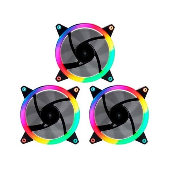 Unykach Kit de 3 ventilateurs CPU Gaming Ring 120mm ARGB LED Noir - Contrôleur inclus 12V 53.02 CFM