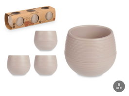 IBERGARDEN Set de 3 macetas avec réserve d'eau Taupe