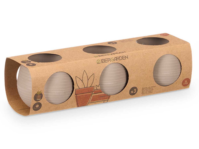 IBERGARDEN Set de 3 macetas avec réserve d'eau Taupe