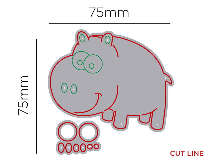 Misskuty Lot de 2 emporte-pièces fins ZAG Infantil hippopotame