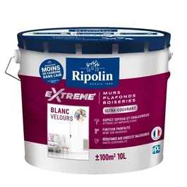 Ripolin Extreme Murs et Plafonds - Peinture Blanc Velours Ultra Couvrante 10 L - Atténue les Imperfections