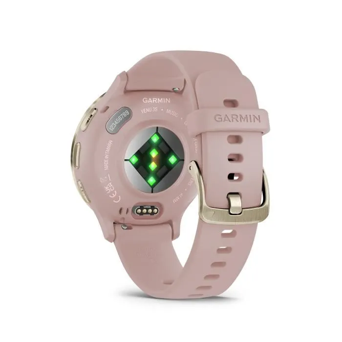 Garmin Montre Connectée Venu 3S - Boîtier 30.4mm Acier Soft Gold et Bracelet Silicone Rose - GPS, Autonomie 14 Jours