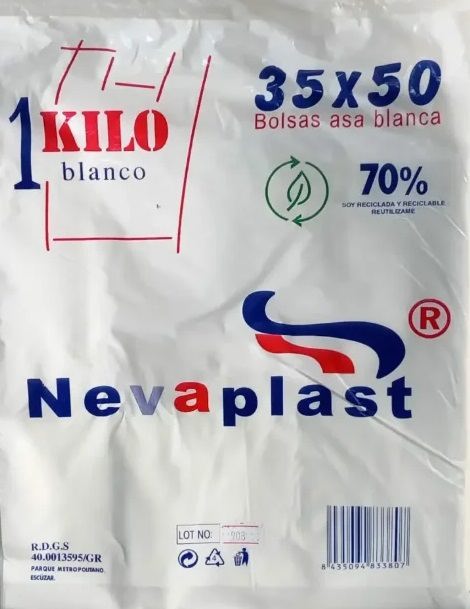 NEVAPLAST Sac réutilisable avec anse 35x50 cm, 70% recyclé, 68 pièces