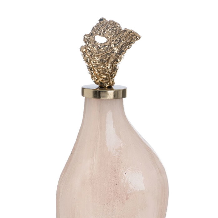BigBuy Home Bouteille décorative Crème et Doré 13 x 10 x 47 cm
