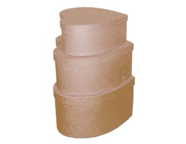 Innspiro Set de 3 boîtes papier maché cœur (15, 20 et 25 cm)