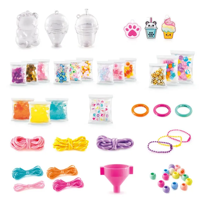 Canal Toys - Style 4 Ever - Set de Porte-Clés DIY pour Créer 3 Porte-Clés Personnalisés avec Aquacharms XXL (Bubble Tea, Glace, Ourson), Paracords et Accessoires - OFG 367