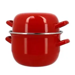 Menastyl - Marmite à Moules en Acier Émaillé Noir - Plat et Récipient de Service Intégrés - 2,7 L (18 cm) - Compatible Tous Feux Induction - Réf. 3645562