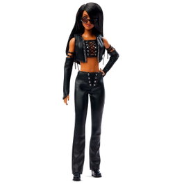 Barbie - Poupée collectionnable Barbie Signature Aaliyah Hrm80 Mattel - 29 cm - Cheveux noirs - Tenue en simili cuir noir