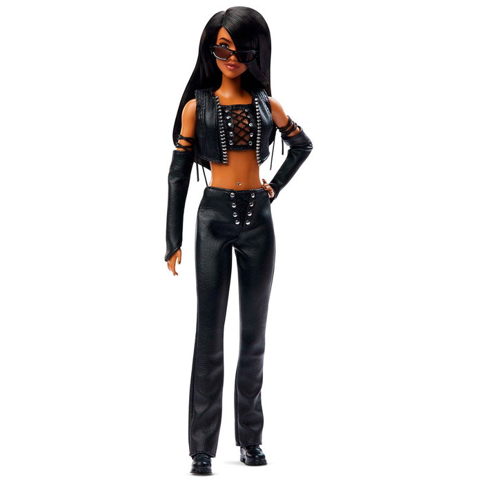 Barbie - Poupée collectionnable Barbie Signature Aaliyah Hrm80 Mattel - 29 cm - Cheveux noirs - Tenue en simili cuir noir Barbie - Poupée collectionnable Barbie Signature Aaliyah Hrm80 Mattel - 29 cm - Cheveux noirs - Tenue en simili cuir noir