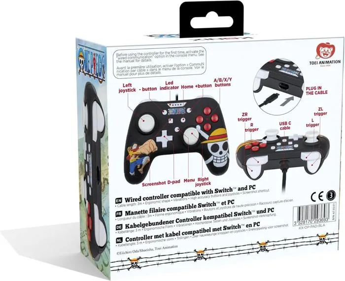 Konix One Piece - Manette Filaire pour Nintendo Switch et PC - Motif Luffy, Vibration, Câble 3 m, Poignées Antidérapantes Konix One Piece - Manette Filaire pour Nintendo Switch et PC - Motif Luffy, Vibration, Câble 3 m, Poignées Antidérapantes