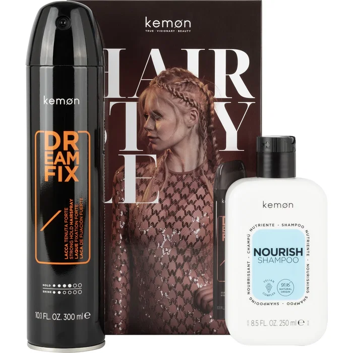 Kemon Set Dreamfix Hair Spray Strong Hold 300 ml et Nourish Nourishing Hair Treatment Shampoo Dry 250 ml Kemon Set Dreamfix Hair Spray Strong Hold 300 ml et Nourish Nourishing Hair Treatment Shampoo Dry 250 ml