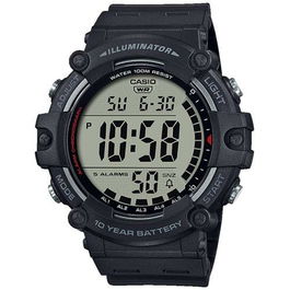 Casio - Montre sport multifonctions en résine noire - Chronomètre, compte à rebours, alarme, calendrier, éclairage LED, étanche 100 m