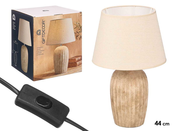 Giftdecor Lampe Vieillie Rayures Verticales 44 cm Céramique Tissu Marron E27 (Set de 4) Giftdecor Lampe Vieillie Rayures Verticales 44 cm Céramique Tissu Marron E27 (Set de 4)