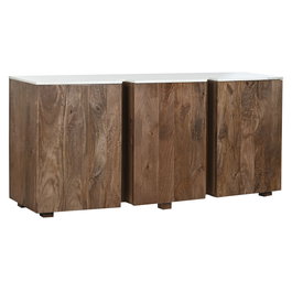 Buffet Home ESPRIT Blanc Marron Marbre Bois de manguier 162,5 x 47 x 76 cm
