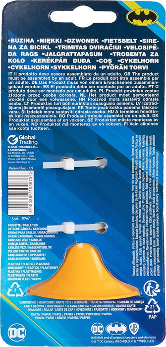 Sonnette enfant pour vélo Batman CZ10967 Noir/Jaune