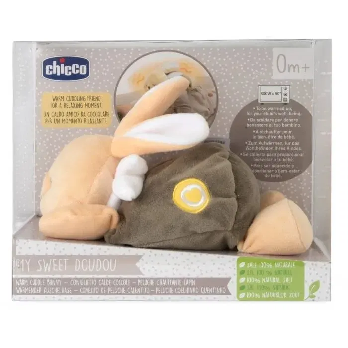 Chicco - Peluche chauffante Lapin pour bébé, micro-ondable, lavable en machine - Beige - Dès la naissance, favorise la relaxation avec sac de sel amovible