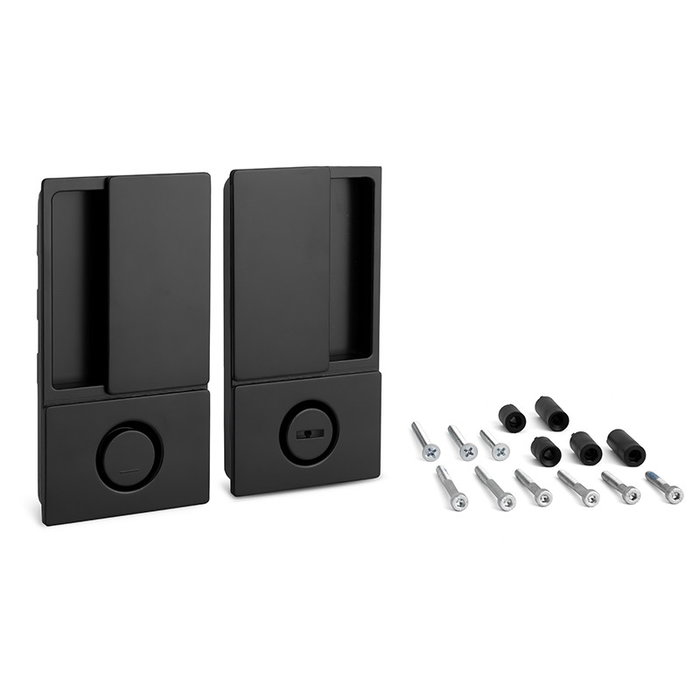 Manilla Wave - Poignée de porte battante surbaissée pour salle de bain avec système de verrouillage et déverrouillage d'urgence, finition chrome brossé