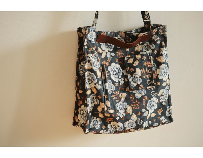 Dailylike Tissu coton Oxford vintage flower bleu 1,50m x 3m