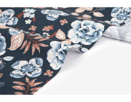 Dailylike Tissu coton Oxford vintage flower bleu 1,50m x 3m