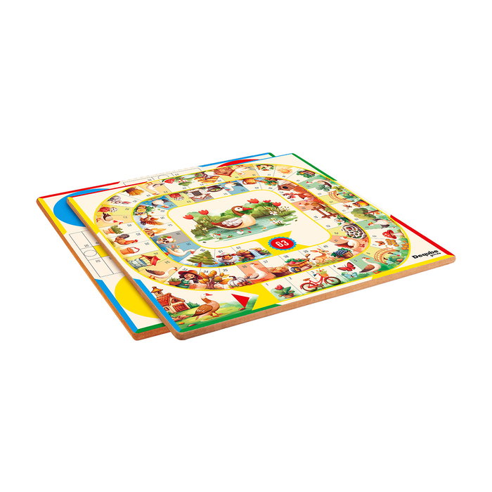 Deqube Tablier de Jeux Reversible 2 en 1 Parchis et Oca, 40x40 cm, Bois, Jeu de Société Familial pour +6 ans Deqube Tablier de Jeux Reversible 2 en 1 Parchis et Oca, 40x40 cm, Bois, Jeu de Société Familial pour +6 ans