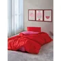 Parure de lit 1 housse de couette 220 x 240 cm + 2 taies d'oreiller 60 x 60 cm - 100% coton renforcé 145 fils - Rouge et Fuchsia