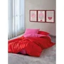 Parure de lit 1 housse de couette 220 x 240 cm + 2 taies d'oreiller 60 x 60 cm - 100% coton renforcé 145 fils - Rouge et Fuchsia