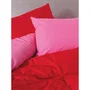 Parure de lit 1 housse de couette 220 x 240 cm + 2 taies d'oreiller 60 x 60 cm - 100% coton renforcé 145 fils - Rouge et Fuchsia