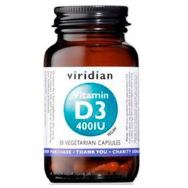 Viridian Vitamine D3 400 UI 30 capsules, complément alimentaire immunité et os