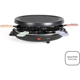 Appareil à raclette 6 personnes Livoo DOC207P - 800W - Plateau grill amovible antiadhésif 29x29 cm - Thermostat automatique - Lot de 6 spatules et 6 caquelons