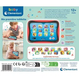 Clementoni Ma Première Tablette Parlante - Tablette Éducative et Interactive pour Bébé avec 12 Boutons Tactiles, Apprentissage des Chiffres, Lettres et Musique, Jeu d'Imitation