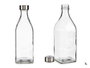 Vivalto Bouteille en Verre Carrée 1L avec Bouchon Acier 25,5x8,5x0,6 cm Transparente Argent (Set de 12)