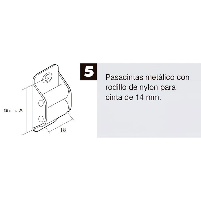 WOLFPACK LINEA PROFESIONAL Guide sangle volet mini rouleaux nylon 14 mm WOLFPACK LINEA PROFESIONAL Guide sangle volet mini rouleaux nylon 14 mm